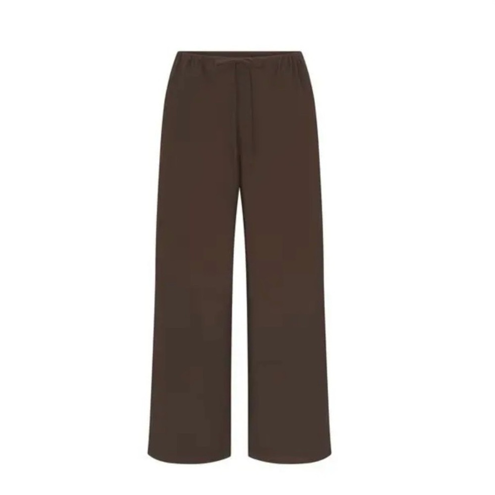 SKIMS Cotton Poplin Pants | Washed Dark Sepia | M | NWT - Picture 3 of 8